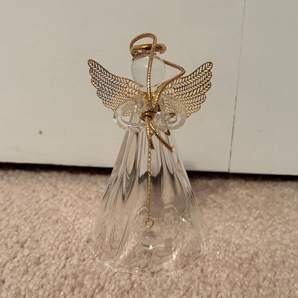 Glass Angel Figurine with Gold Accents Twos Company (price for one angel)